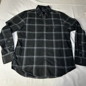 American Eagle Shirt Mens Large Black‎ Plaid Outdoors Button Up Long Sleeve
